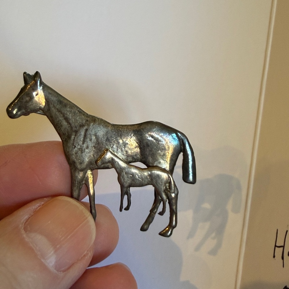 Sterling Silver Horse and Foal Pin - Picture 9 of 11